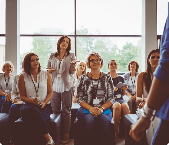 Audience engaged during a presentation