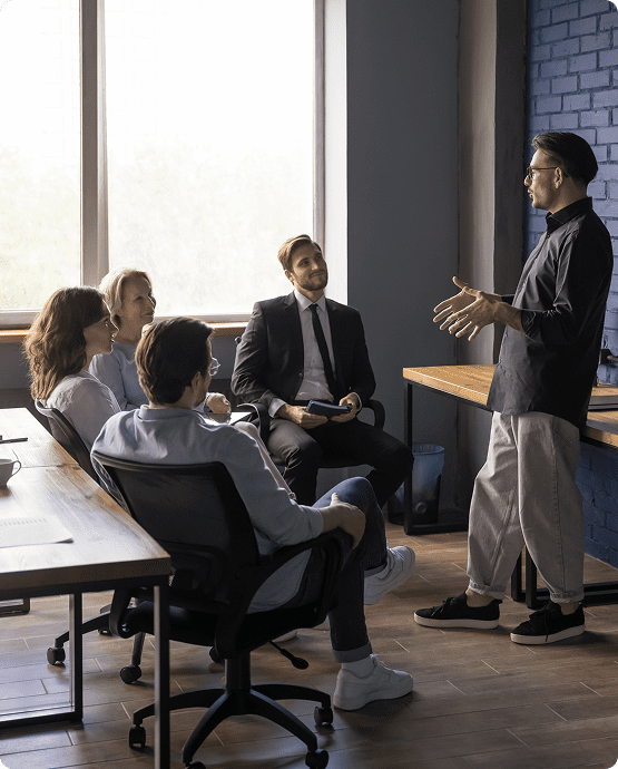 Team meeting in modern workspace